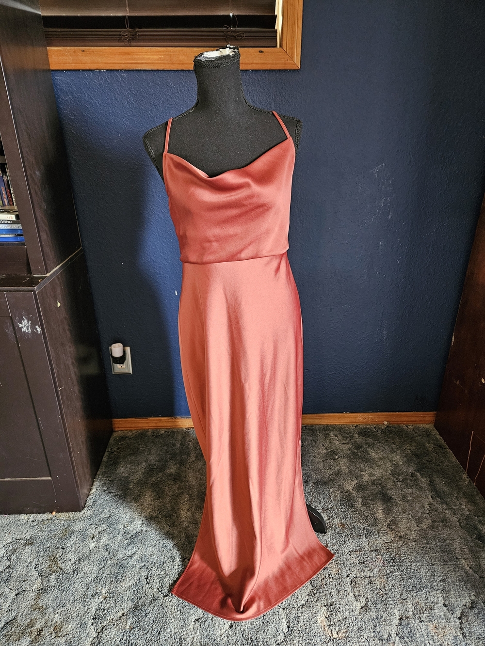 Sachin + Babi Rust Satin Cowl Neck Slip Maxi Dress size 10